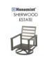 Hanamint Estate Style Swivel Club Chair Replacement Cushions, custom-made to fit Bordeaux, Hyde Park, Lancaster, Mayfair, Newport, Sherwood, South Hampton, St. Augustine, St. Moritz, Stratford, and Wilmington collections. Seat cushion measures 24" x 27" x 7", and back cushion measures 25" x 26" x 6", available in over 400 Sunbrella outdoor fabrics.