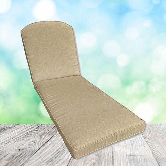Sunbrella Canvas Heather Beige Chaise Lounge Replacement Cushion Rounded Back 