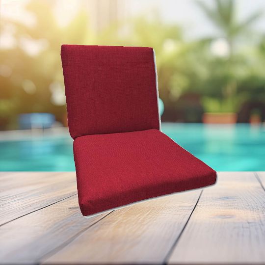 Sunbrella Canvas Burgundy Universal Patio Chair Cushion With Ties