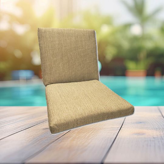 Sunbrella Canvas Heather Beige Universal Patio Chair Cushion With Ties