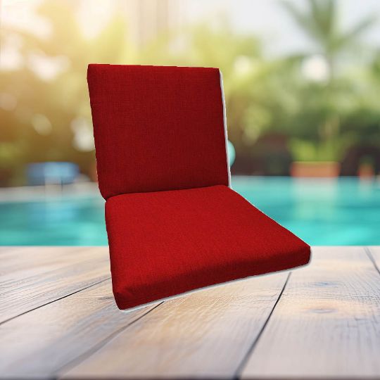 Sunbrella Canvas Jockey Red Universal Patio Chair Cushion With Ties