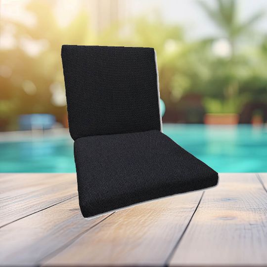Sunbrella Canvas Raven Black Universal Patio Chair Cushion With Ties