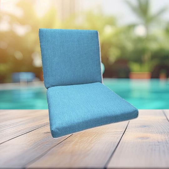 Sunbrella Canvas Sky Blue Universal Patio Chair Cushion With Ties