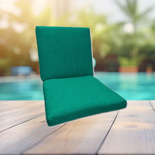 Sunbrella Canvas Teal Universal Patio Chair Cushion With Ties