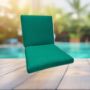 Sunbrella Canvas Teal Universal Patio Chair Cushion With Ties