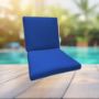 Sunbrella Canvas True Blue Universal Patio Chair Cushion With Ties