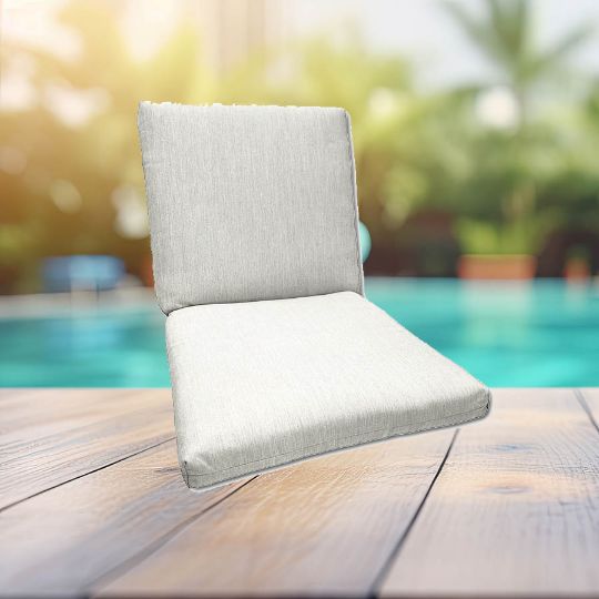 Sunbrella Canvas White Universal Patio Chair Cushion With Ties