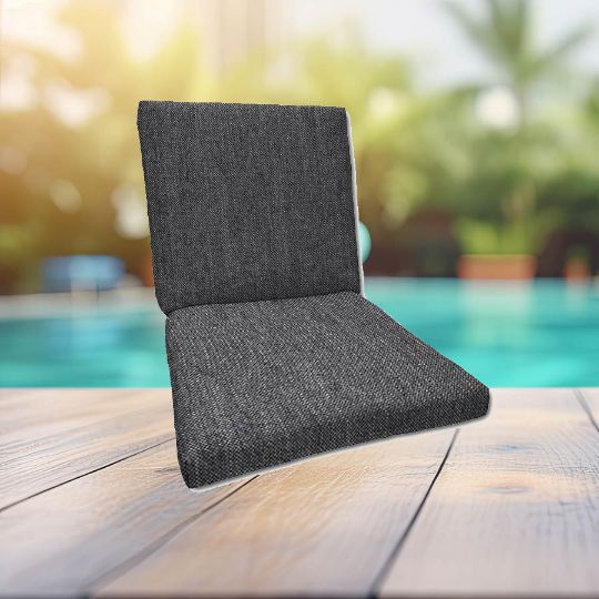 Sunbrella Cast Charcoal Universal Patio Chair Cushion With Ties
