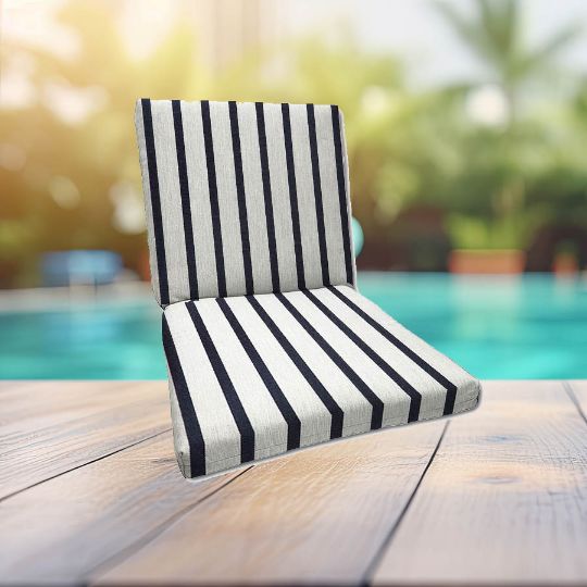 Sunbrella Lido Indigo Universal Patio Chair Cushion With Ties