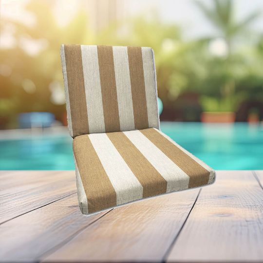 Sunbrella Maxim Heather Beige Universal Patio Chair Cushion With Ties
