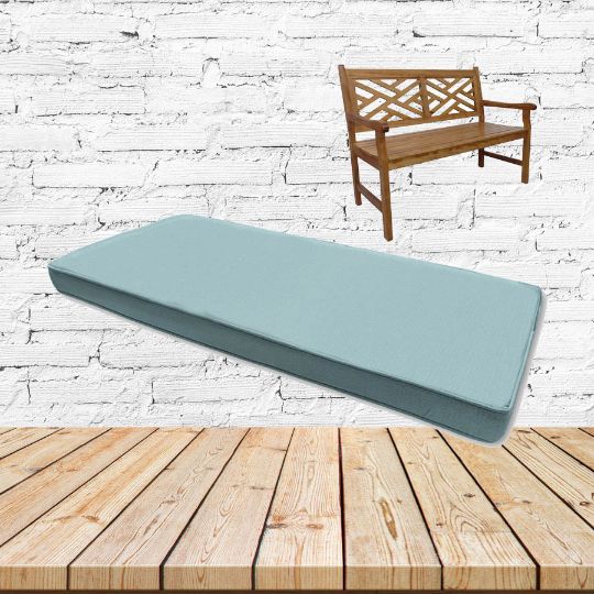 Sunbrella Canvas Mineral Blue Custom Outdoor Bench Cushions