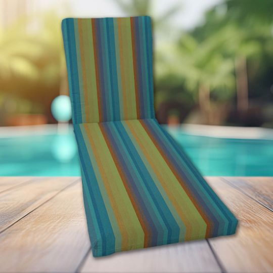 Classic Universal Chaise Lounge Cushions | Sunbrella Astoria Lagoon Fabric | 3 Sizes