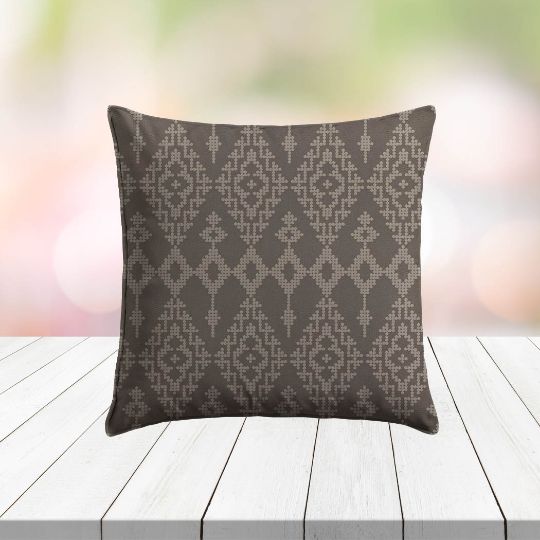 Custom Outdoor Pillows in Outdura Folklore Graphite | Fade-Resistant & Weatherproof