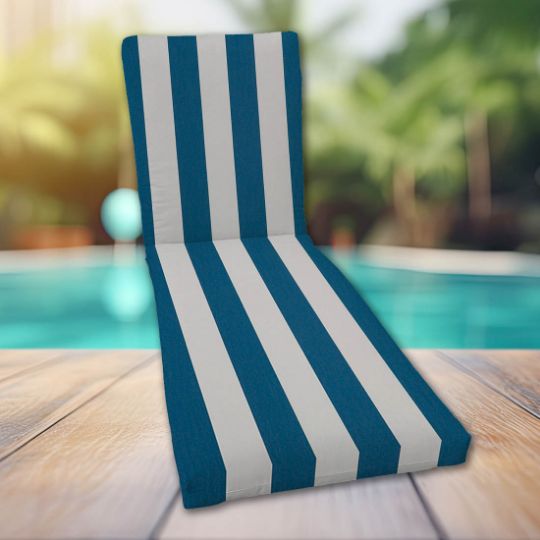 Classic Universal Chaise Lounge Cushions | Sunbrella Cabana Regatta Fabric | 3 Sizes