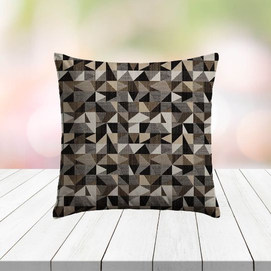 Custom Outdoor Pillows in Outdura Geo Carbon | Fade-Resistant & Weatherproof