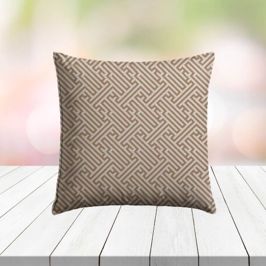 Custom Outdoor Pillows in Outdura Labyrinth Ochre | Fade-Resistant & Weatherproof