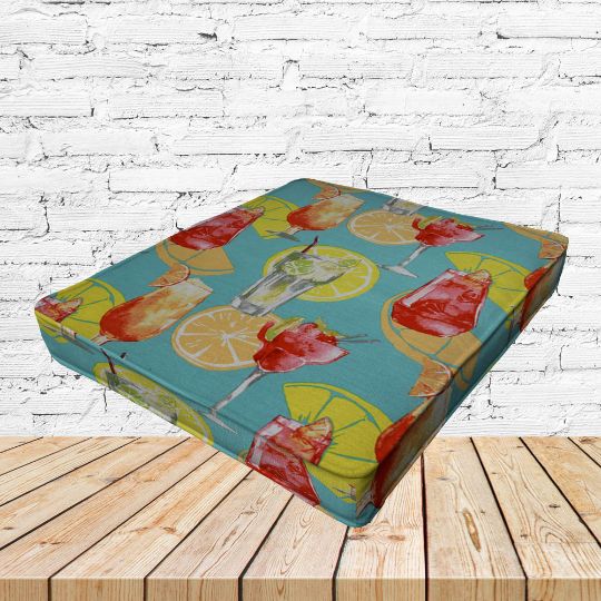 Richloom Solarium Partytime Aqua Boxed Patio Dining Chair Seat Cushions – Custom Outdoor Comfort
