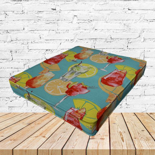 Richloom Solarium Partytime Aqua Boxed Patio Dining Chair Seat Cushions – Custom Outdoor Comfort