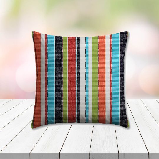 Sunbrella Carousel Confetti Outdoor Pillow, outdoor pillow, outdoor throw pillows, outdoor toss pillows, custom made to order in unlimited sizes. Order new patio furniture pillows today.