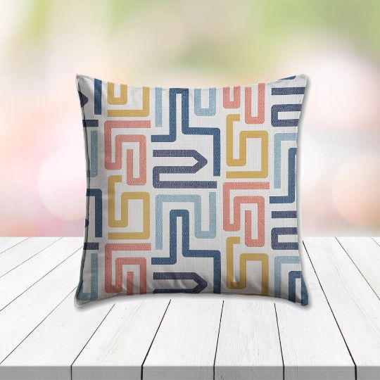 Sunbrella Labyrinth Fiesta Outdoor Pillow, outdoor pillow, outdoor throw pillows, outdoor toss pillows, custom made to order in unlimited sizes. Order new patio furniture pillows today.