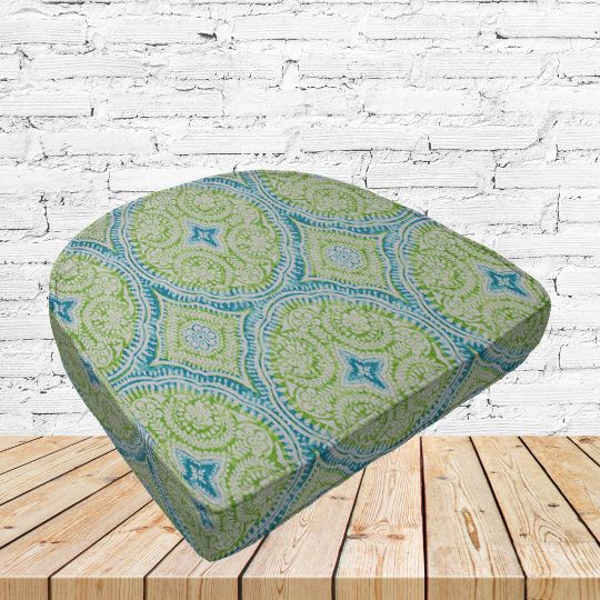 Richloom Solarium Besetta Seaglass Boxed Patio Contoured Dining Chair Seat Cushions –Wicker Chair Cushions