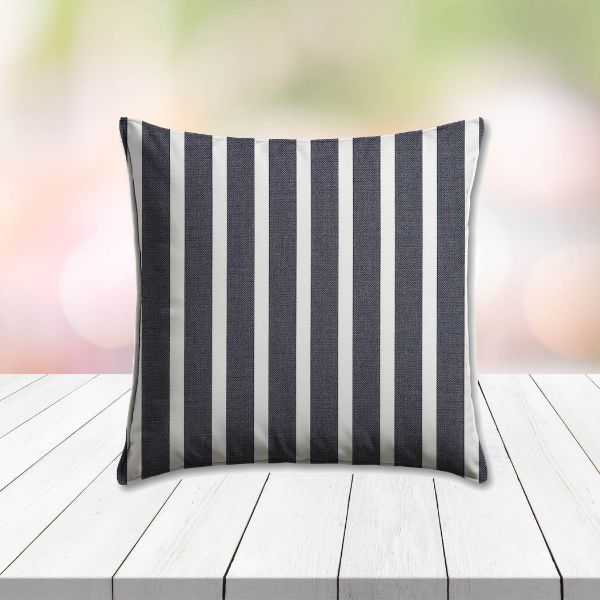 Sunbrella Shore Navy Outdoor Pillow, outdoor pillow, outdoor throw pillows, outdoor toss pillows, custom made to order in unlimited sizes. Order new patio furniture pillows today.