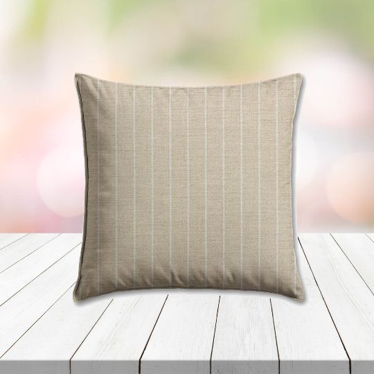 Sunbrella Ticking Dove Outdoor Pillow, outdoor pillow, outdoor throw pillows, outdoor toss pillows, custom made to order in unlimited sizes. Order new patio furniture pillows today.