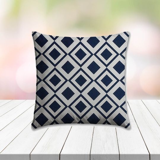 Sunbrella Savvy Indigo Outdoor Pillow, outdoor pillow, outdoor throw pillows, outdoor toss pillows, custom made to order in unlimited sizes. Order new patio furniture pillows today.