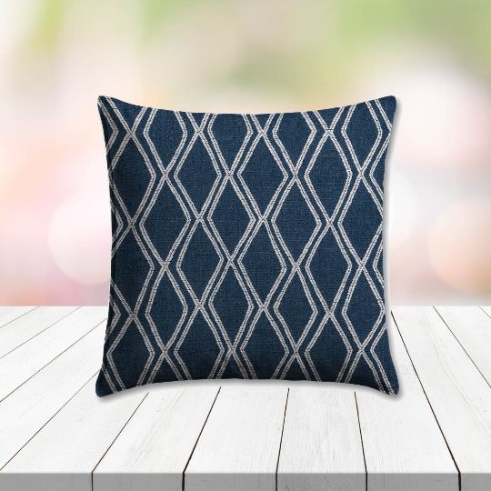 Sunbrella Voyage Indigo Outdoor Pillow, outdoor pillow, outdoor throw pillows, outdoor toss pillows, custom made to order in unlimited sizes. Order new patio furniture pillows today.