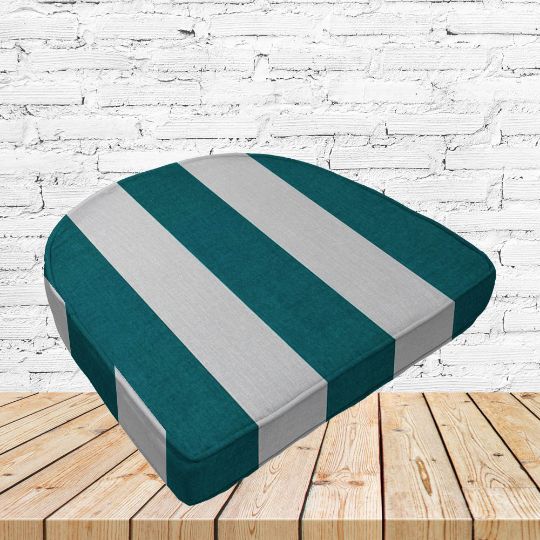 Richloom Solarium Cabana Peacock Boxed Patio Contoured Dining Chair Seat Cushions –Wicker Chair Cushions