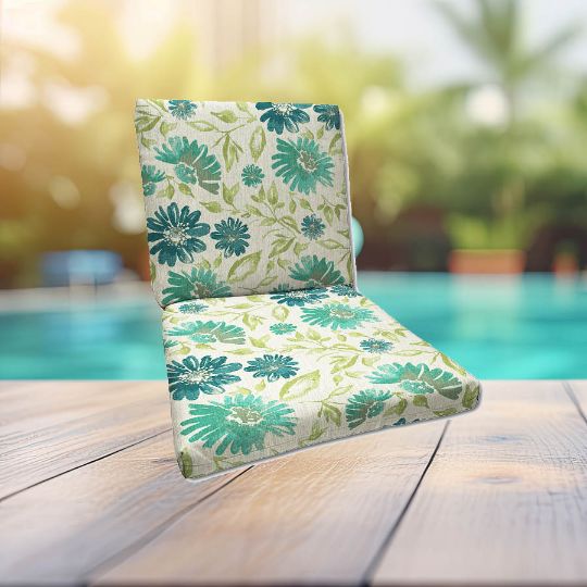 Sunbrella Violetta Baltic Universal Patio Chair Cushion With Ties