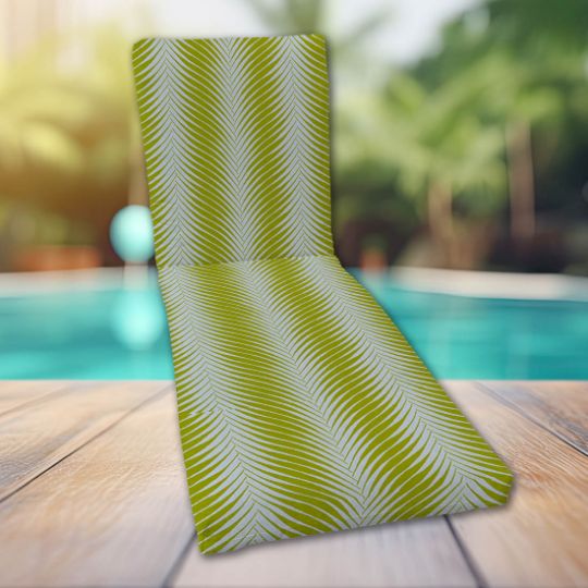 Classic Universal Chaise Lounge Cushions | Sunbrella Clock Out Frond Fabric | 3 Sizes