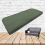 Boxed Wicker Bench Cushion with Rounded Back – Bliss Aloe Outdoor Fabric