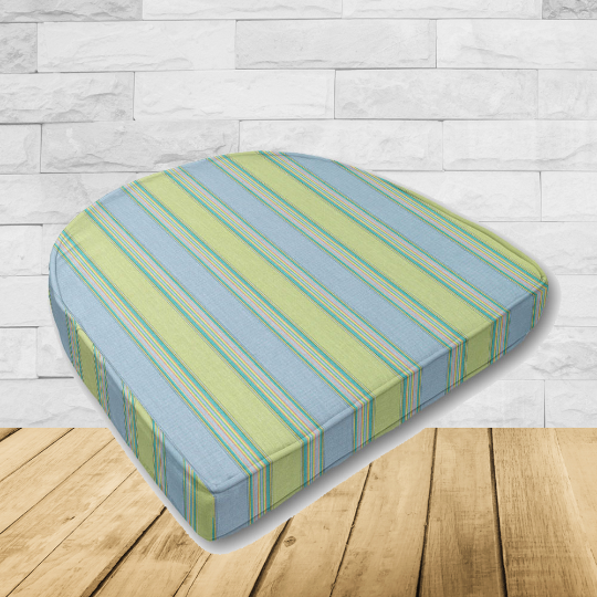 Cushion for wicker patio chairs, contoured or rounded at the back, Designed specifically for outdoor wicker patio chairs.