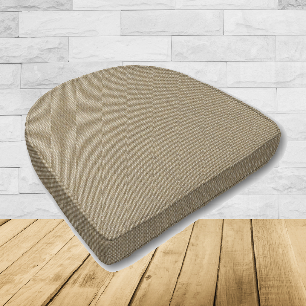 Cushion for wicker patio chairs, contoured or rounded at the back, Designed specifically for outdoor wicker patio chairs.