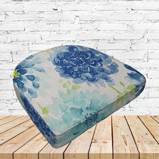 Richloom Solarium Gardenia Seaglass Boxed Patio Contoured Dining Chair Seat Cushions –Wicker Chair Cushions