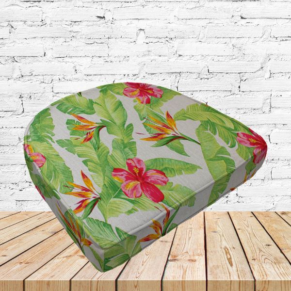 Richloom Solarium Monsoon Ivory Boxed Patio Contoured Dining Chair Seat Cushions –Wicker Chair Cushions