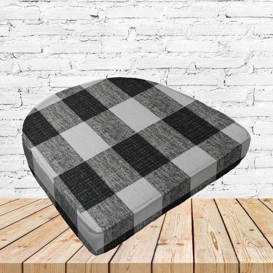 Richloom Solarium Patterson Black Boxed Patio Contoured Dining Chair Seat Cushions –Wicker Chair Cushions
