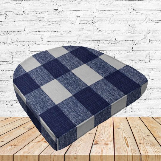 Richloom Solarium Patterson Navy Boxed Patio Contoured Dining Chair Seat Cushions –Wicker Chair Cushions