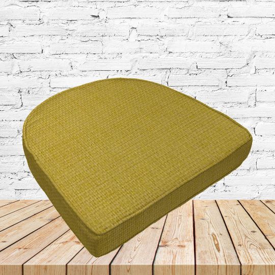 Richloom Solarium Rave Lemon Boxed Patio Contoured Dining Chair Seat Cushions –Wicker Chair Cushions