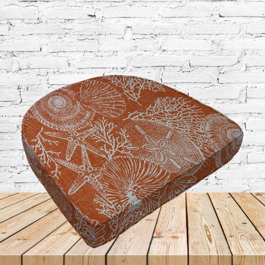 Richloom Solarium Saltwater Coral Boxed Patio Contoured Dining Chair Seat Cushions –Wicker Chair Cushions