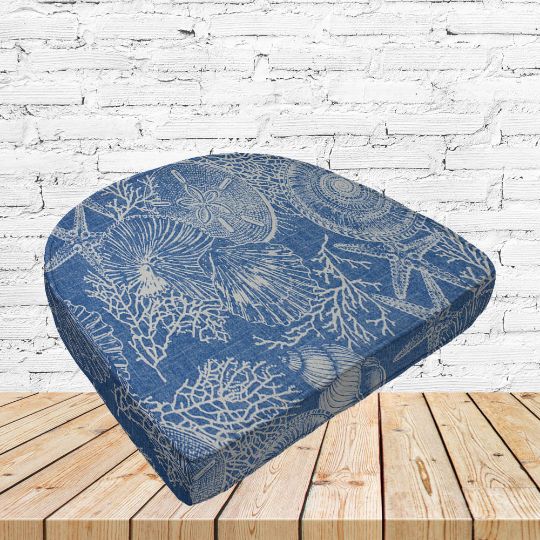 Richloom Solarium Saltwater Sky Boxed Patio Contoured Dining Chair Seat Cushions –Wicker Chair Cushions