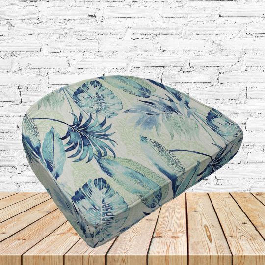 Richloom Solarium Tacorian Turquoise Boxed Patio Contoured Dining Chair Seat Cushions –Wicker Chair Cushions