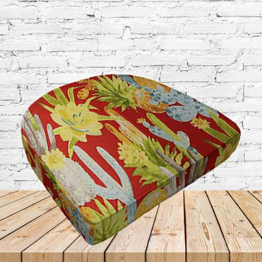 Richloom Solarium Temescal Cayenne Boxed Patio Contoured Dining Chair Seat Cushions –Wicker Chair Cushions
