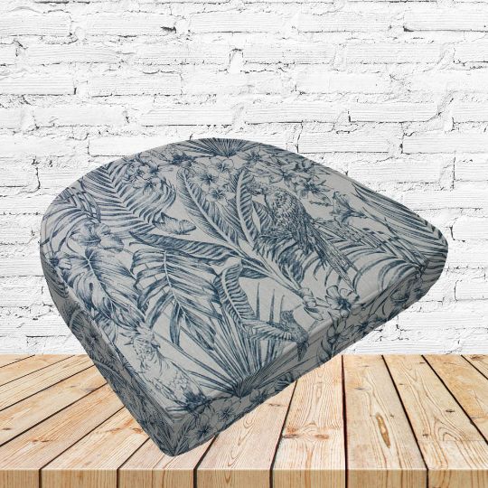 Richloom Solarium Wilshire Indigo Boxed Patio Contoured Dining Chair Seat Cushions –Wicker Chair Cushions