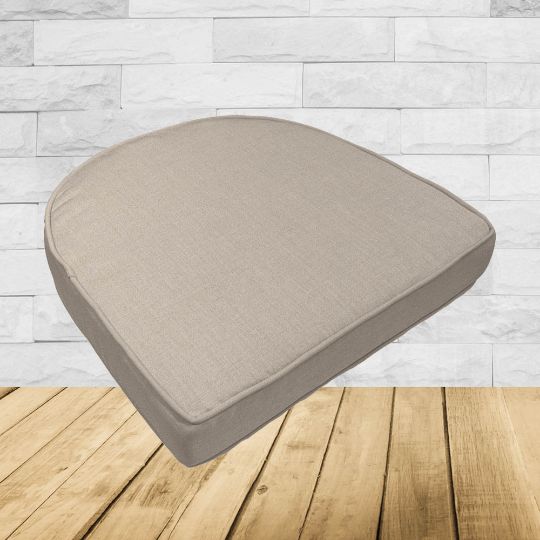 Wicker Patio Chair Cushions with a rounded back Boxed Double Piped Patio Dining Chair Seat Pad or Seat Cushion from Cascadia Outdoor Cushions