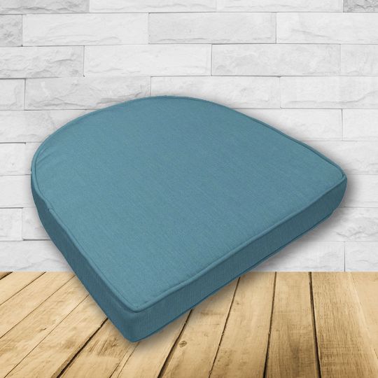 Cushion for wicker patio chairs, contoured or rounded at the back, Designed specifically for outdoor wicker patio chairs.