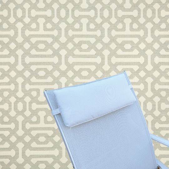 Outdoor Head Rest Pillow in Fretwork Pewter – Sunbrella® – 19" x 8"