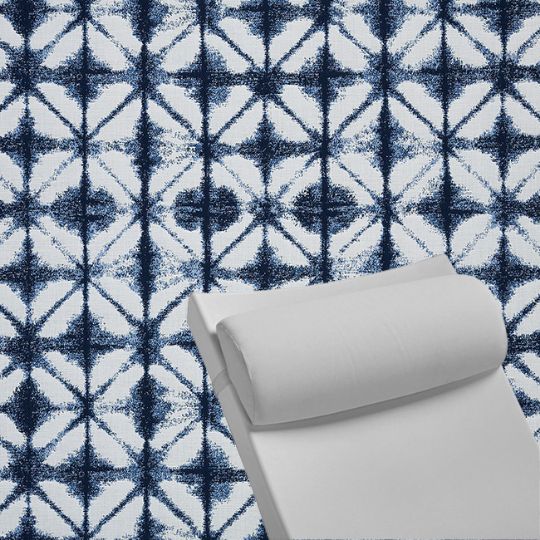 Contoured Outdoor Head Rest Pillow in Midori Indigo Sunbrella® Fabric