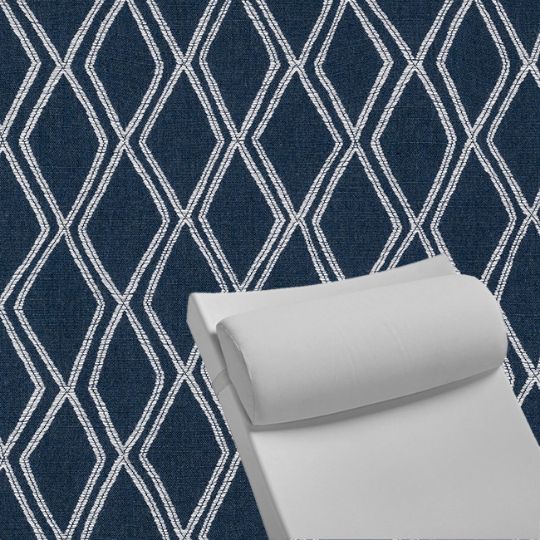 Contoured Outdoor Head Rest Pillow in Voyage Indigo Sunbrella® Fabric